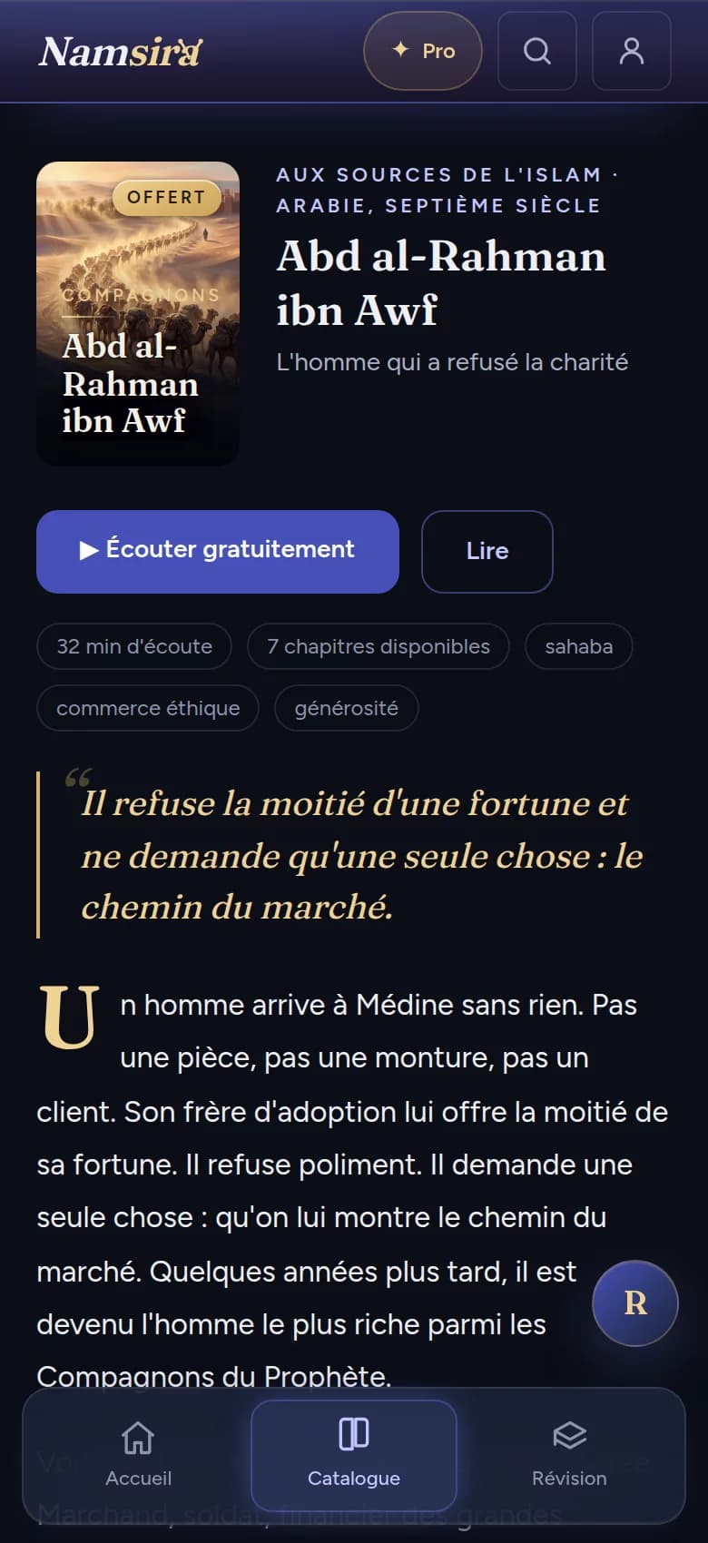 L'app Namsira : la fiche d'une histoire, prête à être écoutée