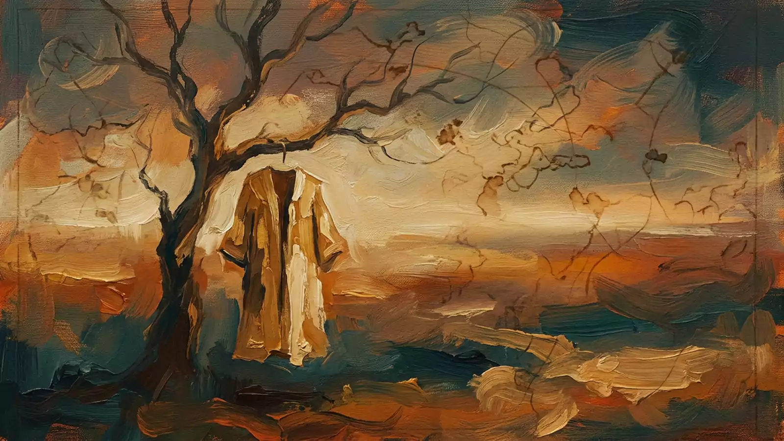 Illustration abstraite : Omar ibn al-Khattab : diriger un empire, dormir sous un arbre
